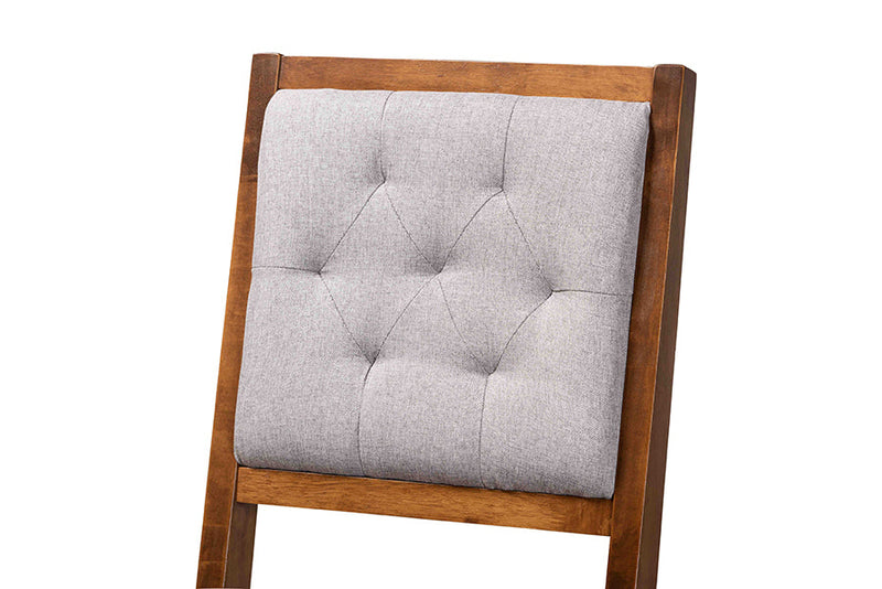 Kalista Gray Fabric Walnut Brown 2Pc Counter Stool Set Baxton