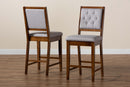 Kalista Gray Fabric Walnut Brown 2Pc Counter Stool Set Baxton