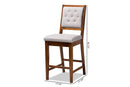 Kalista Gray Fabric Walnut Brown 2Pc Counter Stool Set Baxton