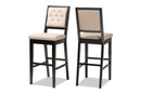 Kalista Sand Fabric Dark Brown 2Pc Bar Stool Set Baxton