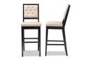 Kalista Sand Fabric Dark Brown 2Pc Bar Stool Set Baxton