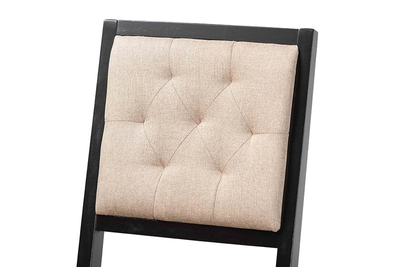 Kalista Sand Fabric Dark Brown 2Pc Bar Stool Set Baxton