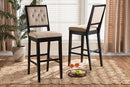 Kalista Sand Fabric Dark Brown 2Pc Bar Stool Set Baxton