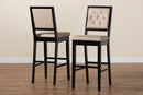 Kalista Sand Fabric Dark Brown 2Pc Bar Stool Set Baxton