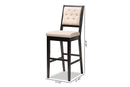 Kalista Sand Fabric Dark Brown 2Pc Bar Stool Set Baxton
