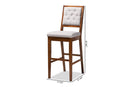 Kalista Gray Fabric Walnut Brown 2Pc Bar Stool Set Baxton