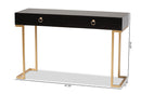 Caitlin Black and Gold Metal 2-Drawer Console Table Baxton