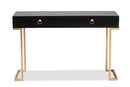 Caitlin Black and Gold Metal 2-Drawer Console Table Baxton