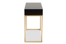 Caitlin Black and Gold Metal 2-Drawer Console Table Baxton