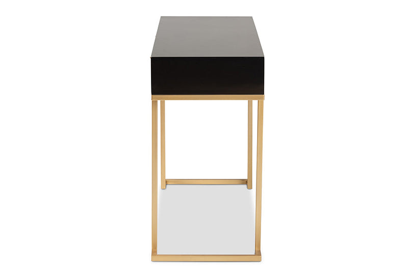Caitlin Black and Gold Metal 2-Drawer Console Table Baxton