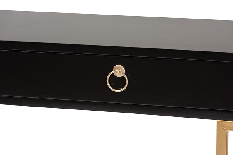 Caitlin Black and Gold Metal 2-Drawer Console Table Baxton