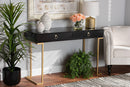 Caitlin Black and Gold Metal 2-Drawer Console Table Baxton