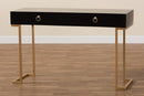 Caitlin Black and Gold Metal 2-Drawer Console Table Baxton