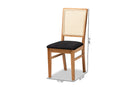 Porter Black Fabric Oak brown Finished 2Pc Rattan Dining Chair Set Baxton