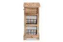 Marion Oak Brown and 1-Drawer End Table w/Baskets Baxton
