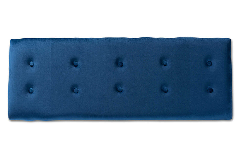 Swindon Modern and Contemporary Navy Blue Velvet Fabric Upholstered and Dark Brown Finished Wood Storage Bench