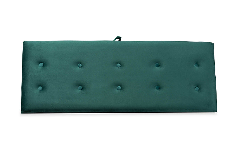 Swindon Modern and Contemporary Green Velvet Fabric Upholstered and Dark Brown Finished Wood Storage Bench