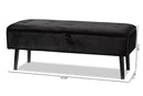 Swindon Black Velvet Fabric Dark Brown Storage Bench Baxton