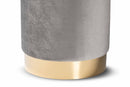 Raya Gray Velvet Fabric Upholstered and Gold Finished Metal Ottoman Baxton