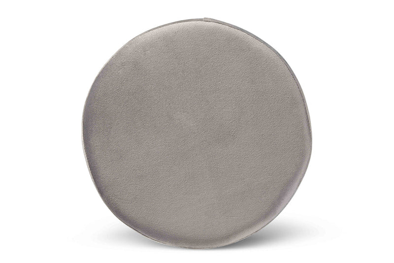 Raya Gray Velvet Fabric Upholstered and Gold Finished Metal Ottoman Baxton
