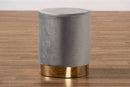 Raya Gray Velvet Fabric Upholstered and Gold Finished Metal Ottoman Baxton
