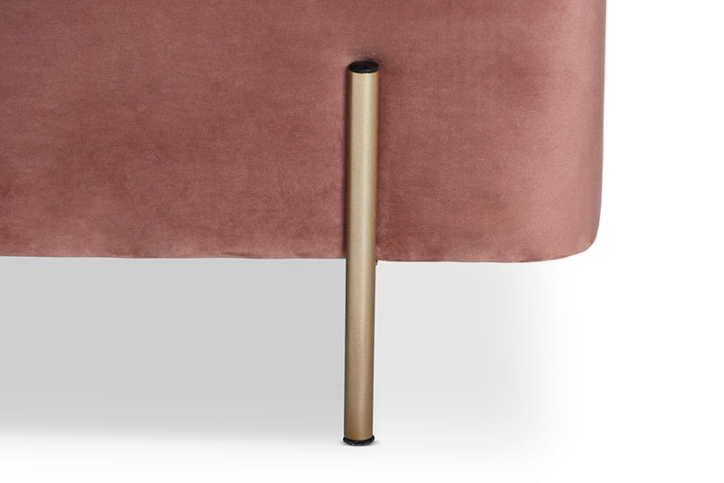 Abigail Contemporary Glam and Luxe Blush Pink Velvet Fabric Upholstered and Gold Finished Metal Storage Bench