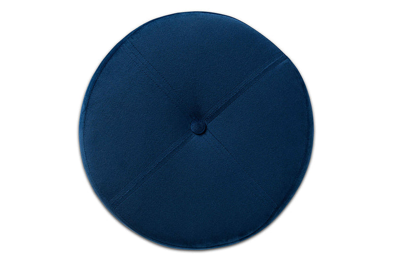 Desma Navy Blue Velvet Fabric Gold Finished Metal Storage Ottoman Baxton