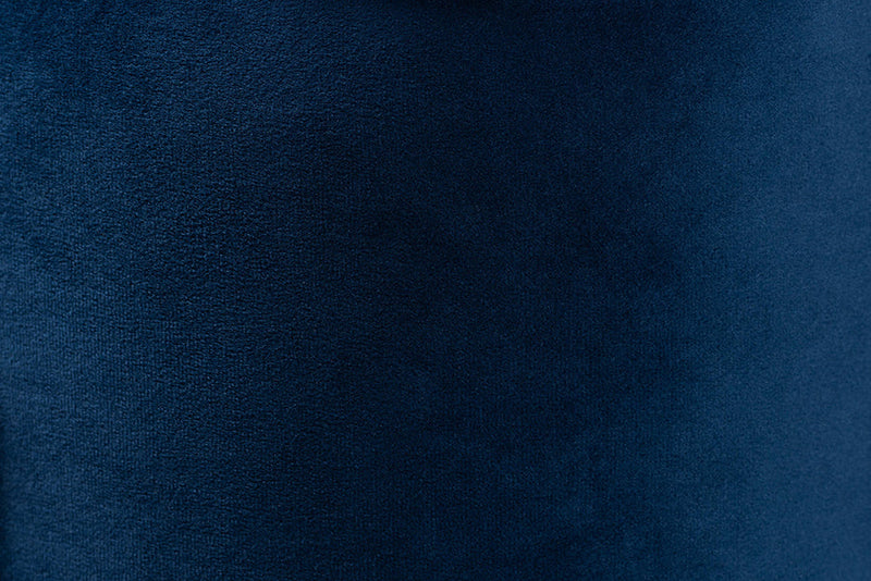 Desma Navy Blue Velvet Fabric Gold Finished Metal Storage Ottoman Baxton