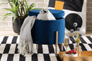 Desma Navy Blue Velvet Fabric Gold Finished Metal Storage Ottoman Baxton