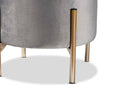 Desma Gray Velvet Fabric Upholstered and Gold Finished Metal Storage Ottoman Baxton