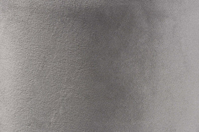 Bisset Gray Velvet Fabric Upholstered and Gold Finished Metal Ottoman Baxton