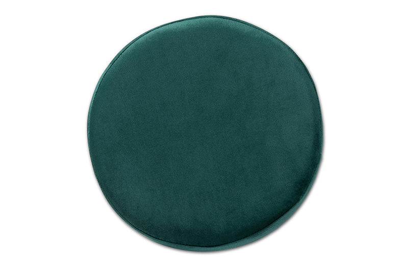 Bisset Contemporary Glam and Luxe Green Velvet Fabric Upholstered and Gold Finished Metal Ottoman