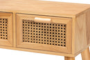 Librina Oak Brown 2-Drawer Console Table w/Rattan Baxton