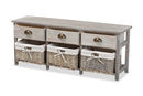 Tamara Light Gray 3-Drawer Storage Bench w/Baskets Baxton