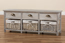 Tamara Light Gray 3-Drawer Storage Bench w/Baskets Baxton