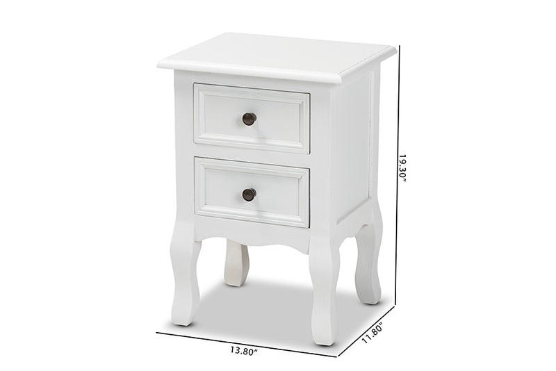 Bergen Classic and Traditional White Finished Wood 2-Drawer End Table