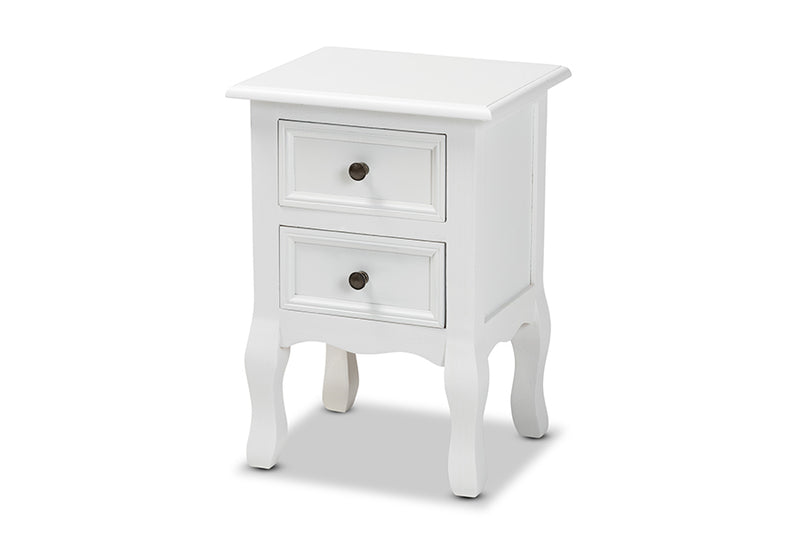 Bergen Classic and Traditional White Finished Wood 2-Drawer End Table