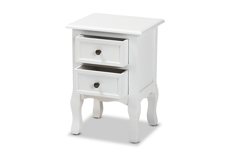 Bergen Classic and Traditional White Finished Wood 2-Drawer End Table