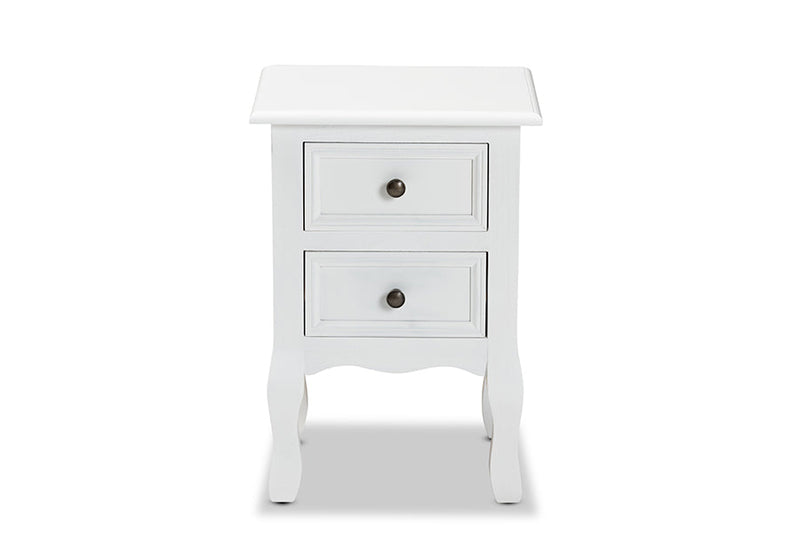 Bergen White 2-Drawer End Table Baxton