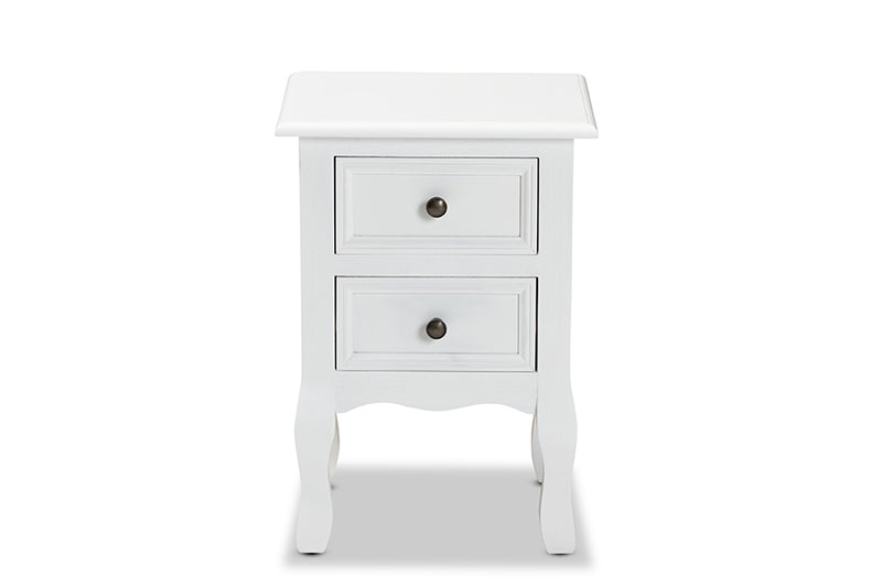 Bergen Classic and Traditional White Finished Wood 2-Drawer End Table