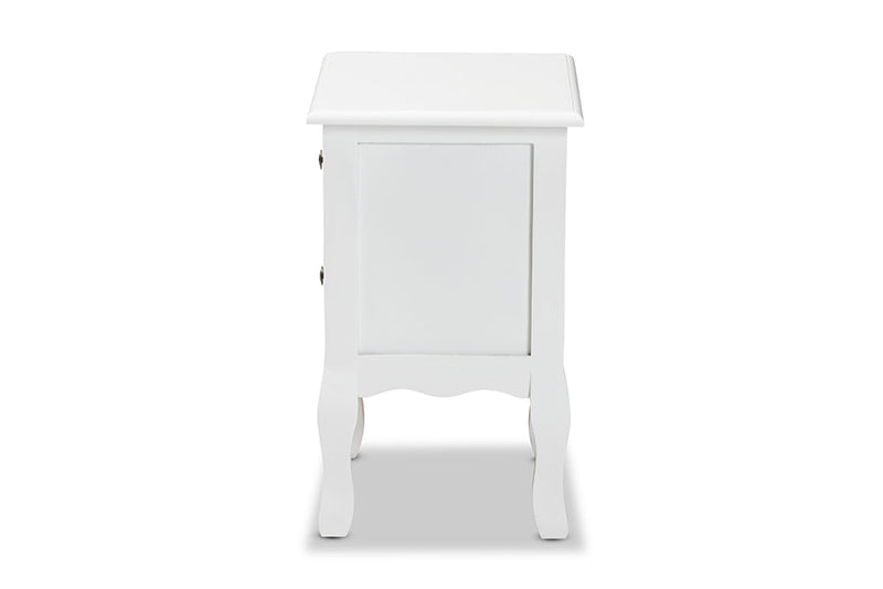 Bergen White 2-Drawer End Table Baxton