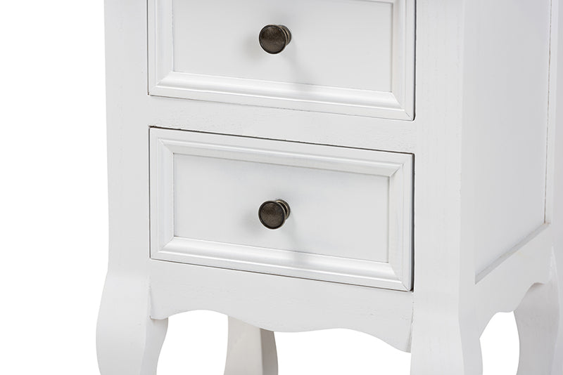 Bergen Classic and Traditional White Finished Wood 2-Drawer End Table