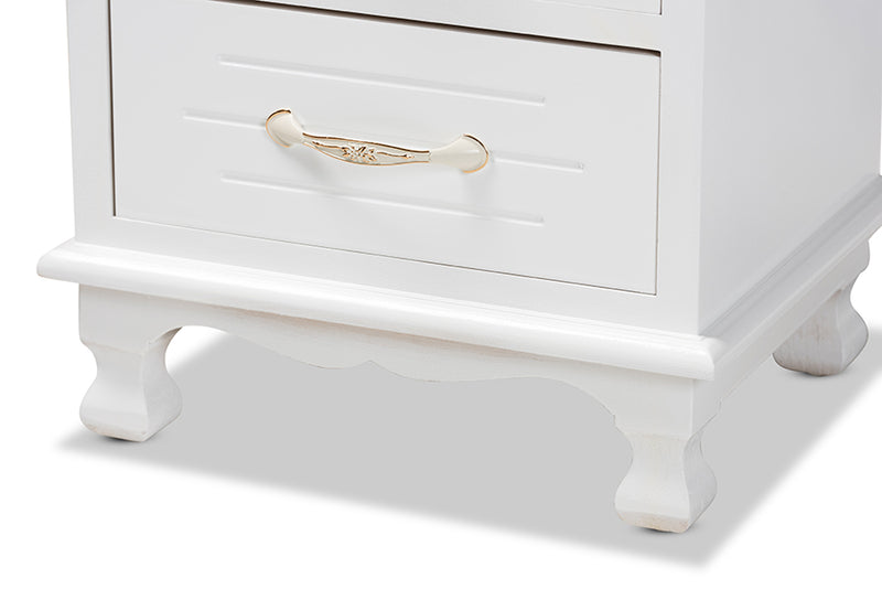 Edouard Classic and Traditional White Finished Wood 3-Drawer End Table