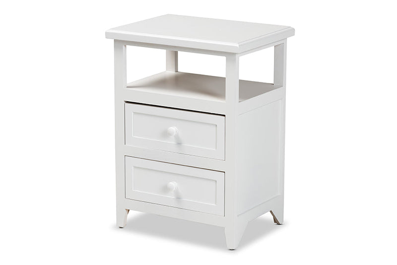 Kallima White 2-Drawer End Table Baxton
