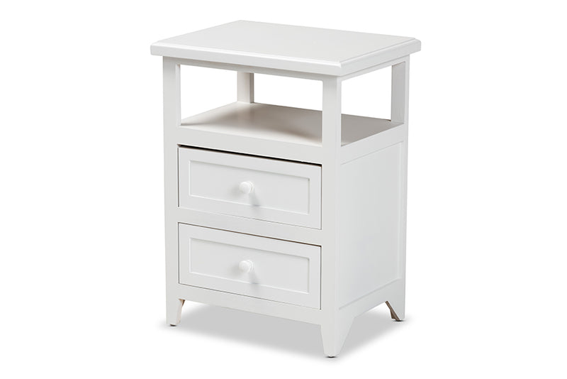 Kallima Modern and Contemporary White Finished Wood 2-Drawer End Table