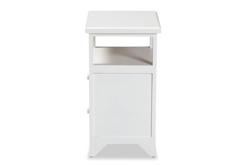 Kallima White 2-Drawer End Table Baxton