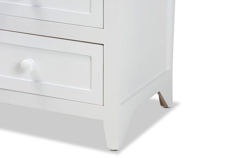 Kallima White 2-Drawer End Table Baxton