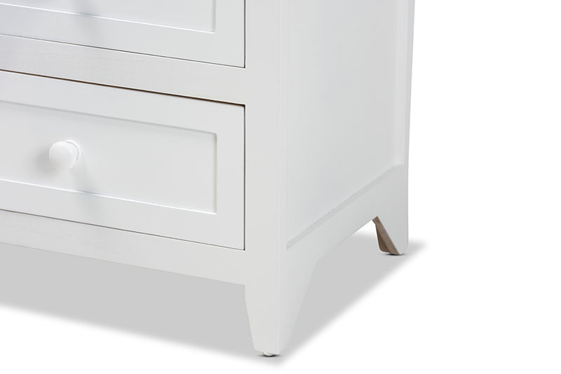 Kallima Modern and Contemporary White Finished Wood 2-Drawer End Table