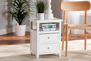 Kallima White 2-Drawer End Table Baxton