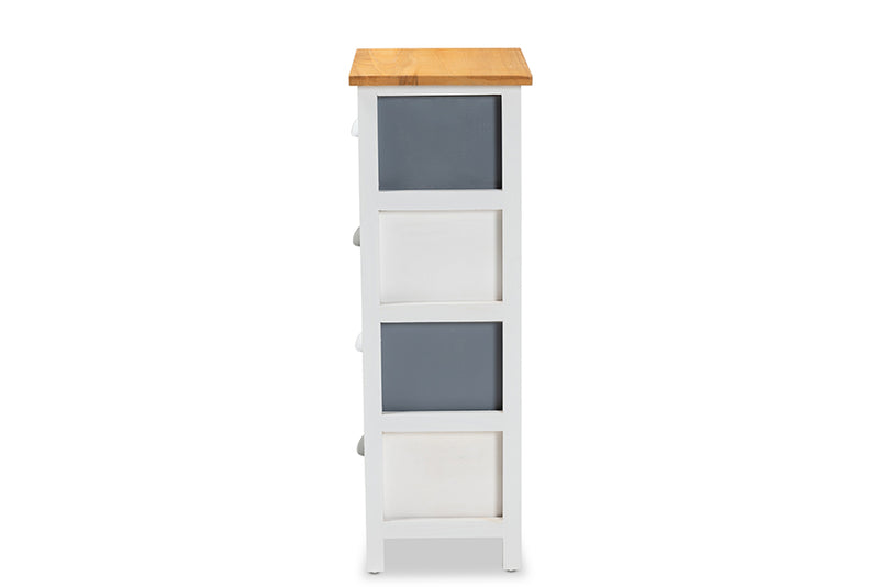 Edona Modern and Contemporary Oak Brown and Multi-Colored Wood 4-Drawer Storage Unit